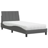 Cumpara ieftin Pat cu saltea, Hanko, gri inchis, 80x200 cm, textil