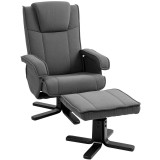 HOMCOM Fotoliu de relaxare leagăn cu taburet, tapiterie din material textil &icirc;n aspect de catifea, fotoliu tapițat cu funcție de rotație de 360&deg;, cadru