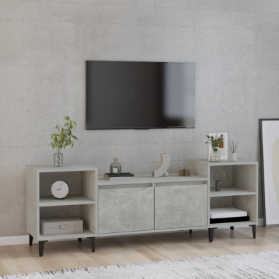 Comoda TV, gri beton, 160x35x55 cm, lemn prelucrat foto