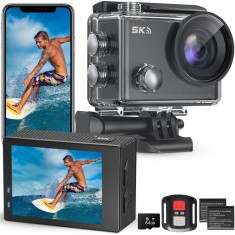 Camera Video Sport WiFi cu Telecomanda, 5K/30FPS, 30MP, LCD 2.0&rdquo;, EIS, 170&deg;, Waterproof 40M, Zoom, Card 64GB, 2 Baterii, Accesorii, Negru