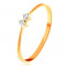 Inel cu diamant, din aur 585 - braţe subţiri, două diamante transparente şi strălucitoare - Marime inel: 62