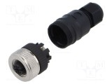 Conector M12 mufă mamă 4 pini 4A 125V IP67 drept pe cablu LUTRONIC