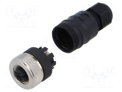 Conector M12 mufă mamă 4 pini 4A 125V IP67 drept pe cablu LUTRONIC foto