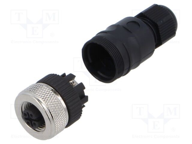 Conector M12 mufă mamă 4 pini 4A 125V IP67 drept pe cablu LUTRONIC