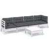 Set mobilier de gradina cu perne, 5 piese, lemn masiv de pin