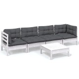 Set mobilier de gradina cu perne, 5 piese, lemn masiv de pin