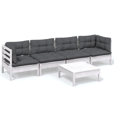 Set mobilier de gradina cu perne, 5 piese, lemn masiv de pin foto