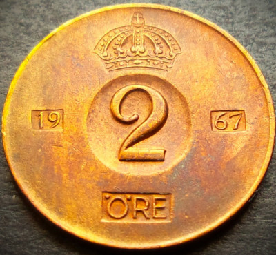 Moneda 2 ORE - SUEDIA, anul 1967 *cod 3347 B = A.UNC foto