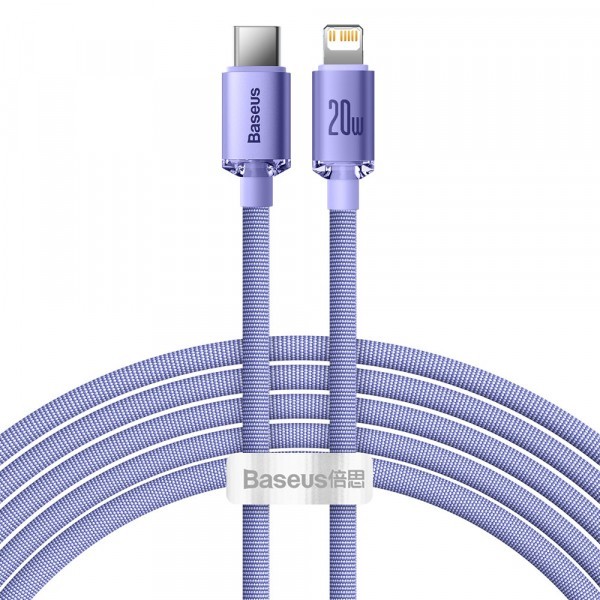 Cablu Date si Incarcare USB-C - Lightning Baseus Crystal Shine Series, 20W, 2m, Mov CAJY000305