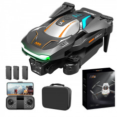 Drona A88 PRO, Model RACING CAR, Pliabil cu camera Dual de 1080P, 3 Acumulatori inclusi, Plutire Optica, Functii de Zbor Inteligente, Lumini Incorpora