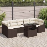vidaXL Set de canapele pentru grădină cu pernă 8 pcs maro și crem