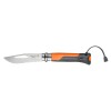 Opinel Cutit Buzunar Inox N&deg;08 Outdoor Orange, Fluier 8.5cm, Lama Zimtata, Deschizator Catarame, Maner Poliamida, Siguranta Virobloc