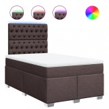 Cumpara ieftin Pat box spring cu saltea, maro inchis, 120x200 cm, textil