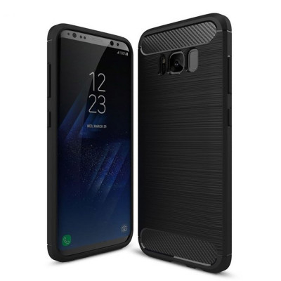 Husa pentru Samsung Galaxy S8 - Techsuit Carbon Silicone - Black foto
