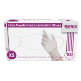 Cutie 100x Manusi Latex, Serix, de Unica Folosinta, Texturate, Nepudrate, Albe, Marimea XS