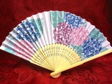 EVANTAI LEMN SI MATASE DECOR FLORAL CU HORTENSIE 36 CM
