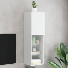 vidaXL Comodă TV cu lumini LED, alb, 30,5x30x102 cm 837015
