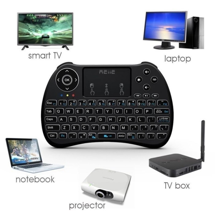 Mini tastatura iluminata, wireless cu touchpad, reiie h9+