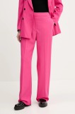 HUGO pantaloni femei, culoarea roz, drept, high waist, 50537611