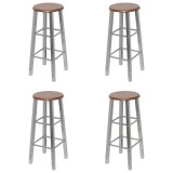 vidaXL Scaune de bar, 4 buc., argintiu și maro, MDF 277174