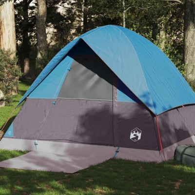 vidaXL Cort de camping cupolă pentru 4 persoane, albastru, impermeabil foto