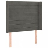 Cumpara ieftin Tablie de pat cu aripioare gri inchis 83x16x118/128 cm catifea