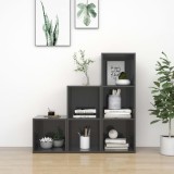Set de dulapuri TV, 3 piese, gri extralucios, lemn prelucrat