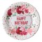 Farfurii Carton Petrecere, Model Floral, Multicolor, 18 cm, Set 6 Bucăți, Inscripție Happy Birthday