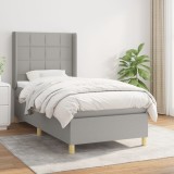 Gossi pat box spring cu saltea, gri deschis, 100x200 cm, textil