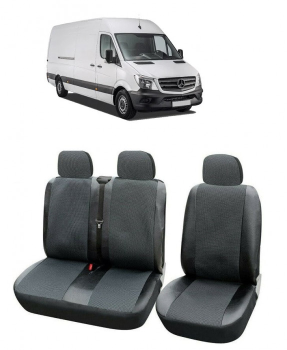 Set Huse Scaune din piele si textil Mercedes Sprinter 3 locuri 2+1 (2007-2017)