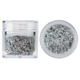 Mici fulgi de sclipici, 10g - argintiu, hologramă, INGINAILS