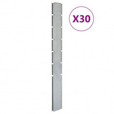 vidaXL Stâlpi de gard de grădină 30 buc. argintiu 180 cm oțel