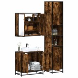 Gossi set mobilier de baie, 3 piese, stejar fumuriu, lemn prelucrat