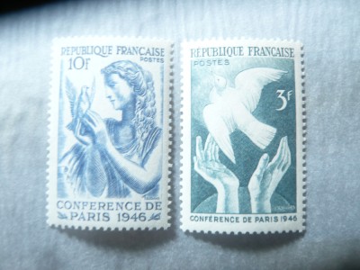 Serie Franta 1946 - Conferinta Paris , 2 valori foto