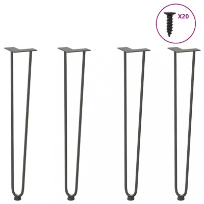 picioare tip ac de păr pentru masă consolă, antracit, 72 cm, oțel masiv, 4 buc. foto