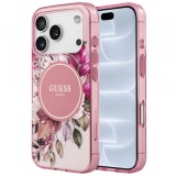 Husa MagSafe pentru Apple iPhone 18 Pro / 17 Pro, Guess, IML Flower &amp; Tonal Circle, Roz