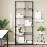 Raft biblioteca gri sonoma 78.5x33x188.5 cm, lemn prelucrat, vidaXL, 10 compartimente, stil industrial