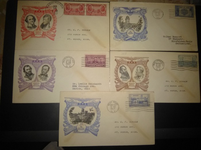 11 plicuri FDC SUA