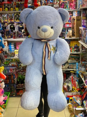 Urs albastru de plus cu stele in piept 1,2m foto