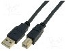 Cablu USB A mufa, USB B mufa, USB 2.0, lungime 3m, negru, VCOM - CU201G-B-030-PB