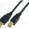 Cablu USB A mufa, USB B mufa, USB 2.0, lungime 1.8m, negru, VCOM - CU201G-B-018-PB