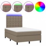 Cumpara ieftin Pat cu arcuri, saltea si LED, gri taupe, 120x200 cm, textil