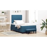 VidaXL Pat cu arcuri cu saltea Albastru &icirc;nchis 120 x 190 cm Catifea 3344436