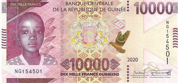 Guineea 10,000 Francs 2020 - V19, P-49A UNC !!!