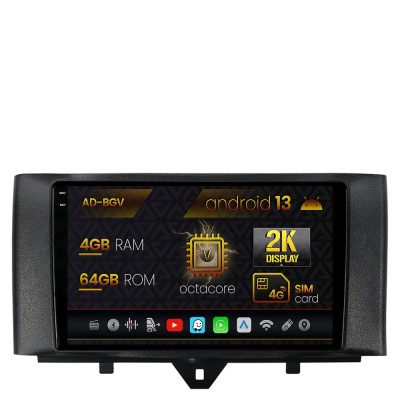 Navigatie Smart Fortwo (2010-2015), Android 13, V-Octacore 4GB RAM + 64GB ROM, 9.5 Inch - AD-BGV9004+AD-BGRKIT409 foto