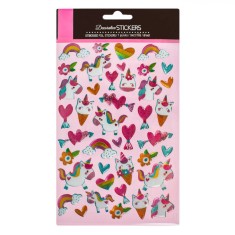 Set Autocolante 3D, 41 Bucăți, Model Unicorni și Curcubeu, Multicolor