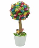 Aranjament floral tip Copacel Pomisor cu licheni naturali stabilizati si plante naturale criogenate si uscate, Eventissimi, Multicolor, 36 cm, vaza ce, Eventissimi&reg;