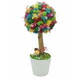Aranjament floral tip Copacel Pomisor cu licheni naturali stabilizati si plante naturale criogenate si uscate, Eventissimi, Multicolor, 36 cm, vaza ce