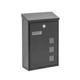 Cutie poștală exterioară Leziter Homepost cu placuță identificare, &icirc;ncuietoare cu cheie, Oțel Zincat, Antracit, 25x35x10cm