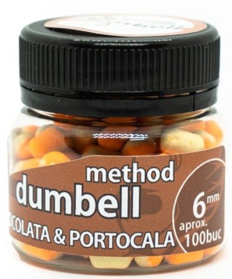 Method Dumbell Carp Baits Addicted, Ciocolata Portocala, Galben Alb, 6mm foto